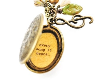 The Sound of Music - Broadway Jewelry - Quote Locket - Womens Locket - My heart wants to sing every song it hears