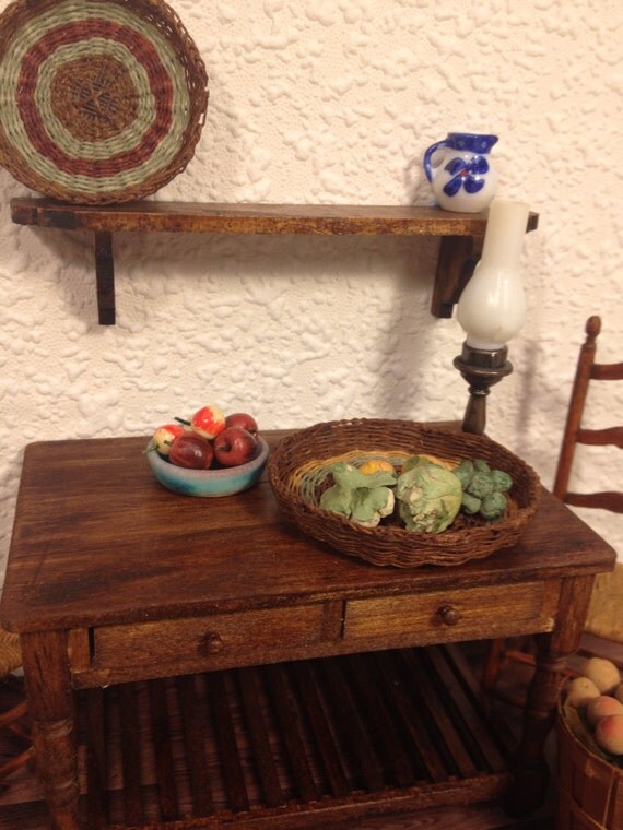 Irish hand woven wicker basket miniature / dollhouse