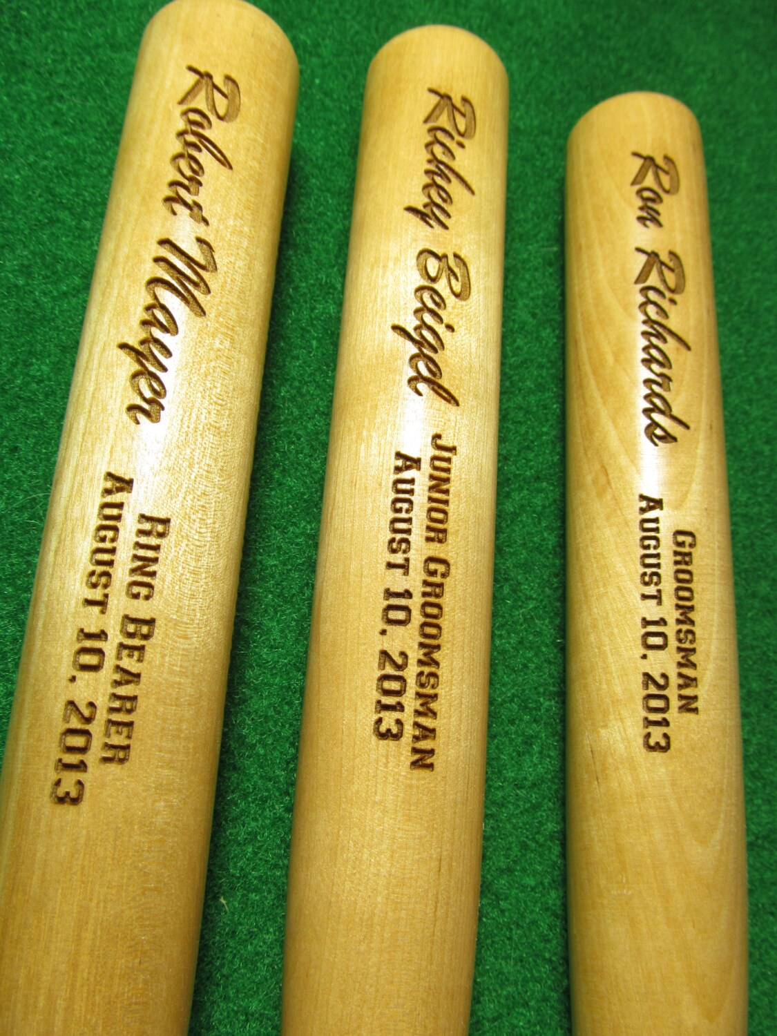 Personalized Engraved Mini Wood Baseball Bat Ring Bearer
