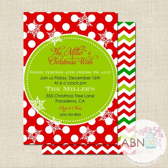Christmas Party Invitation - My Christmas Wish Collection - PRINTABLE - By A Blissful Nest - As Seen on Celebrations At Home Il_570xn
