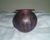 Art Glass Handblown Vase Purple Gray Abstract 5.5 inches