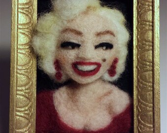 needle felted Marilyn Monroe fridge magnet