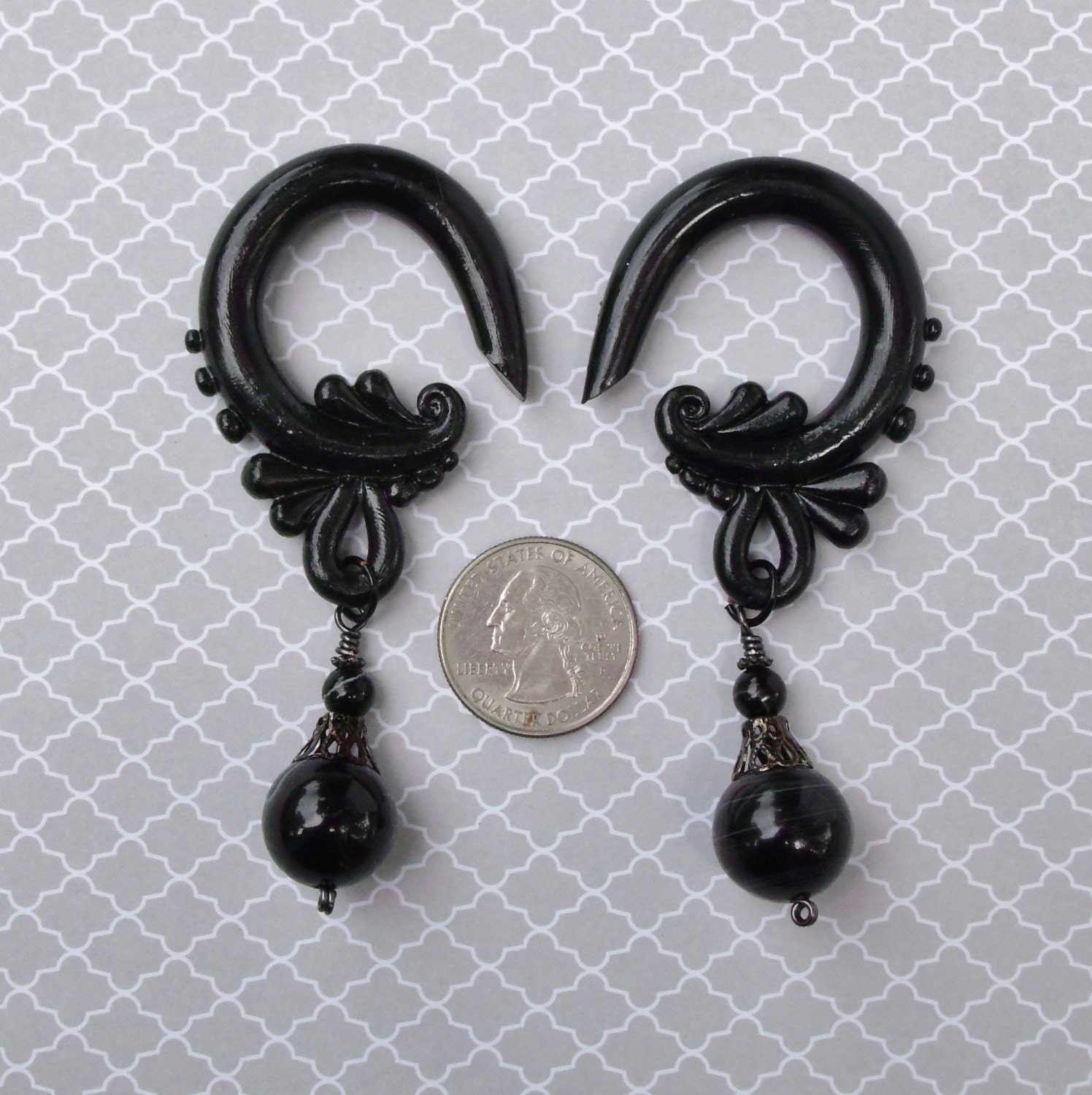 Black Onyx Gauged Earrings by TheCreatorsCreations on Etsy