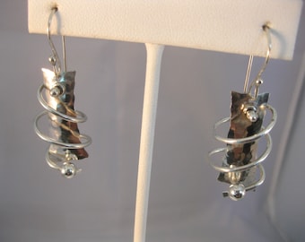 Sterling Silver Swirl Dangle Earrings