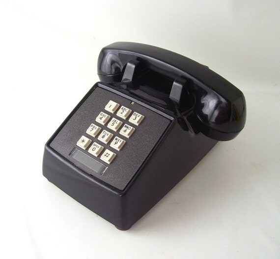 vintage black push button phone telephone landline retro