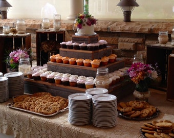 5 Tier Wedding Reception Decorations Cupcake Stand Cake Country Barn Wood Rustic 5 Tier Wedding Reception Decorations Cupcake Stand Cake Country Barn Wood Rustic