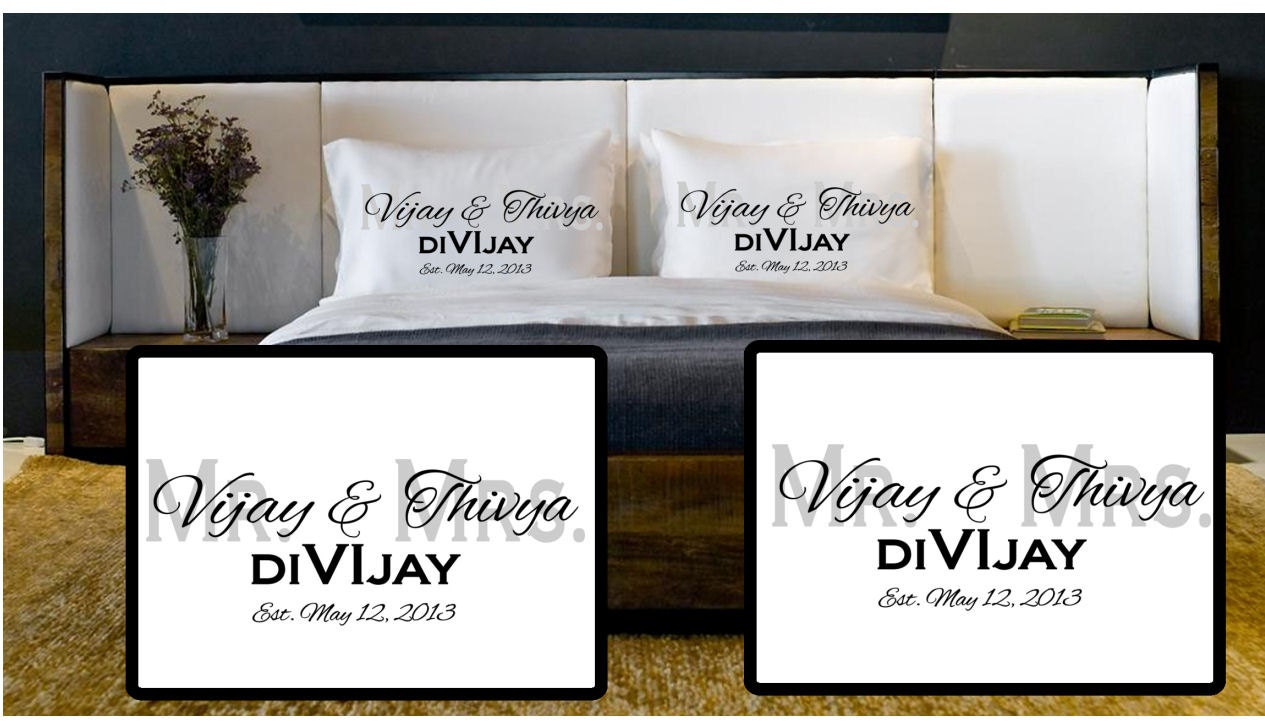 Mr And Mrs Custom Personalized Pillow Cases Newlyweds