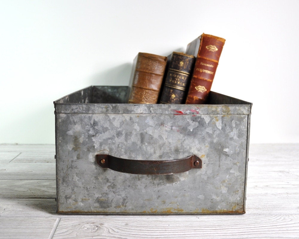 Vintage Industrial Metal Bin / Industrial Storage