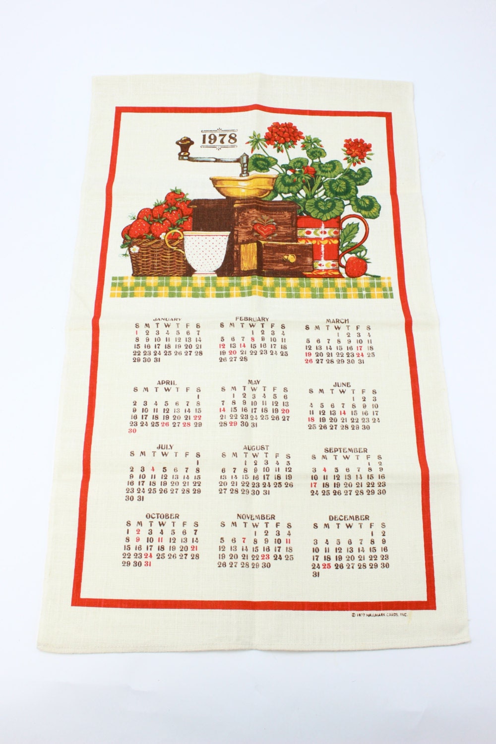 1978 Vintage Linen Calendar by Hallmark by PeaceTraveler on Etsy