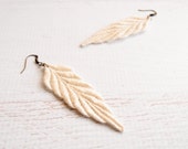 Ivory Lace Earrings - Josephine in Cream - Off White Bridesmaid Earrings - Bridal Art Deco Leaf Jewelry