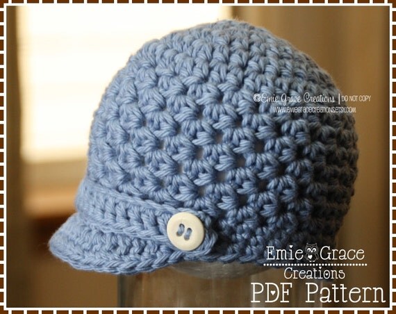 newsboy crochet textured hat pattern HAMILTON Hat Crochet Brimmed Pattern, 405  pdf Cap,  Textured Newsboy