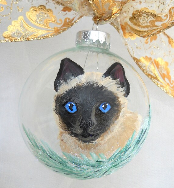Custom Cat Hand Painted Ornament by LisaDeFeoArt on Etsy
