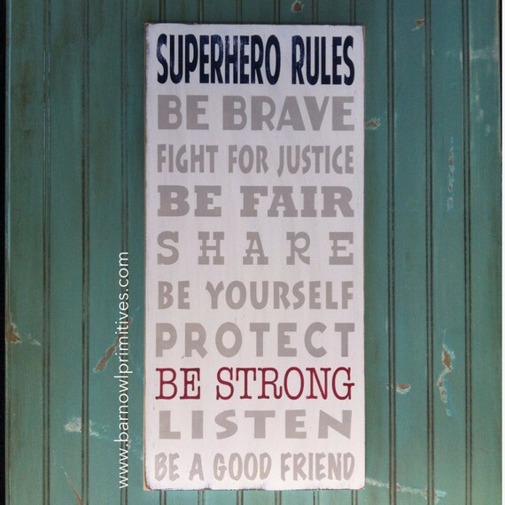 Superhero Rules Sign Typography Word Art by barnowlprimitives