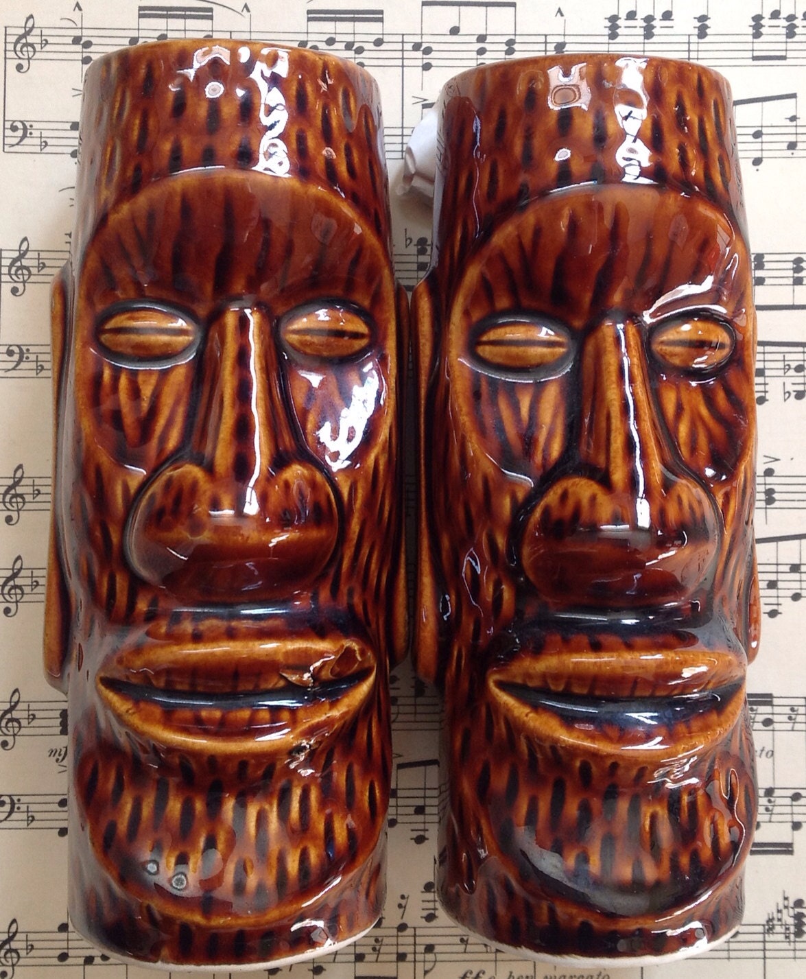 Vintage Tiki Glass Pair