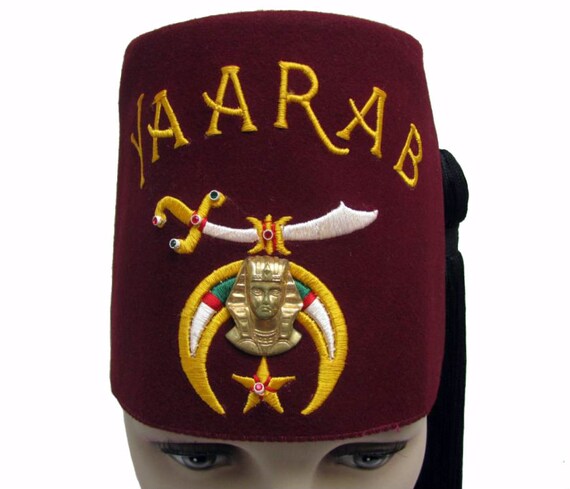 Vintage Yaarab Shriners Fez Red Masonic Hat With by Atomicfireball