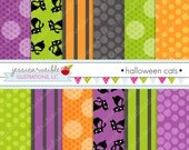 Halloween Cats Cute Digital Papers - Commercial Use OK - Halloween Backgrounds, Halloween Digital Papers - Halloween Patterns Il_170x135