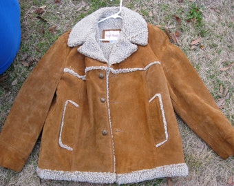 Mens Sueded Leather Coat, Vintage, Size 44