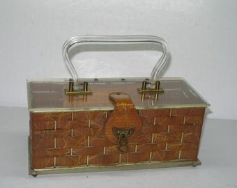 Vintage 1950's Leather & Lucite purse/handbag