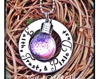 Christmas - Personalized Hand Stamped Faith, Trust and Pixie dust Tinkerbell