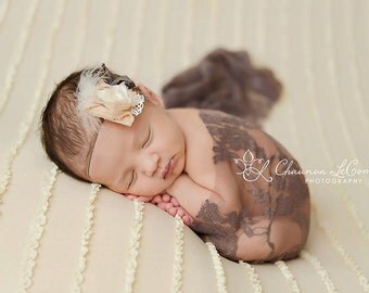 Toffee Brown Stretch Lace Wrap Newborn Photography Prop Baby Swaddle