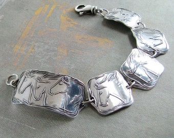 Horse Jewelry, Fine and Sterling Silver Bracelet, Artisan Original Design by SilverWishes, Handmade