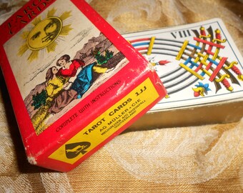 70s Tarot Boxed Set "1JJ Swiss Tarot Cards" Vintage French Title Fortune Telling Cards Made In Switzerland -Great For Use Or Craft