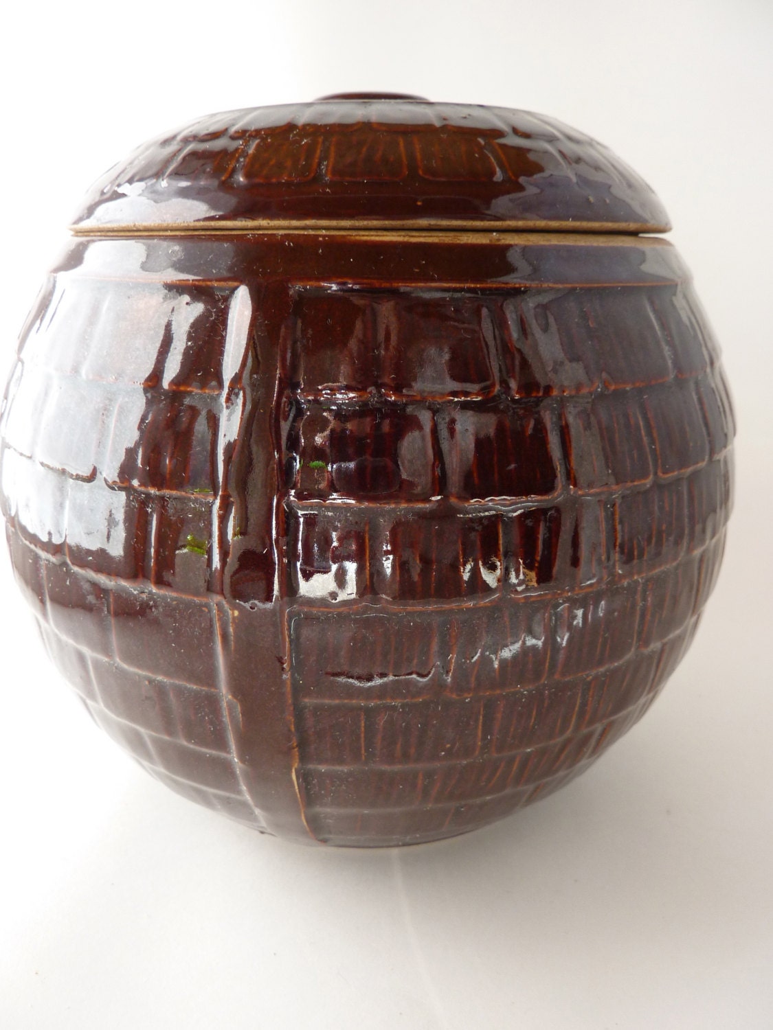 McCoy Brown Cookie Jar w/ Lid Big Cookie Jar Vintage McCoy