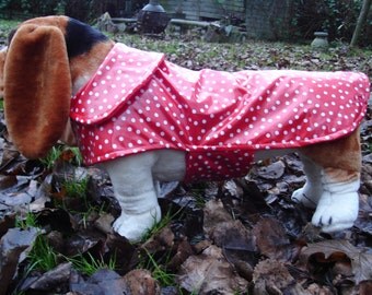 Red and White Polka Dot Raincoat with Red Fleece Lining - Size Medium
