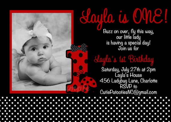 Ladybug Birthday Invitation Ladybug Invitations Printable Print Your Own or Have Us Print Il_570xn
