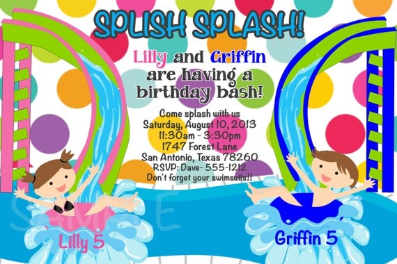 Pool Party Birthday Invitation - Printable Il_570xn