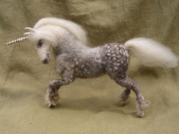 Reserved for Katie Needle felted unicorn dapple gray pony