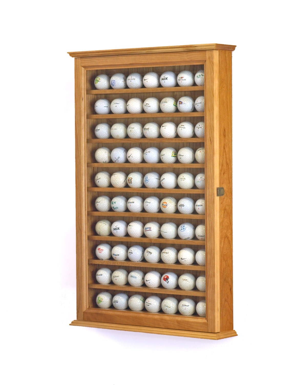 Cherry Golf Ball Display Case Wall RackReal Hardwood