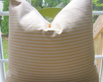 Pillow, Decorative Throw Pillow Cover, Yellow Woven Cotton Ticking Stripe Pillow Cover 18 x 18, 20 x 20, 22 x 22, 24 x 24