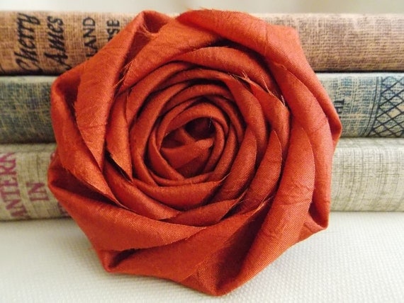 Rust orange flower - Fall orange rosette - burnt orange - autumn - fall decor - crafts - fall wedding - autumn wedding decor - diy bride -