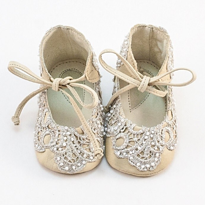 Leather baby booties covered with lace US size 3 only