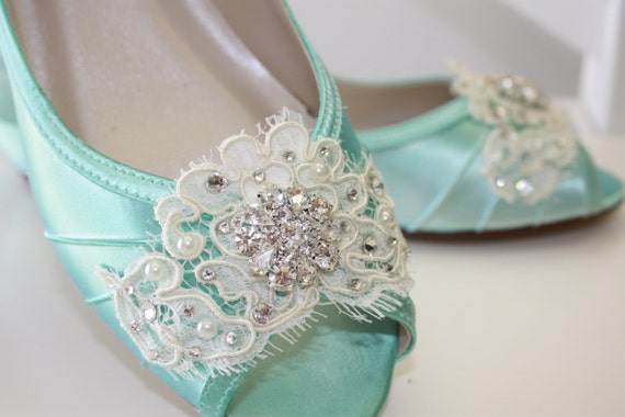 Lace Wedge Wedding Shoe Choose From Over 200 Colors Aqua