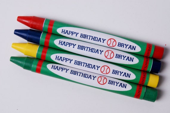 SALE Baseball Personalized Birthday Crayon Favors (Great Favors that would end up in the trash)