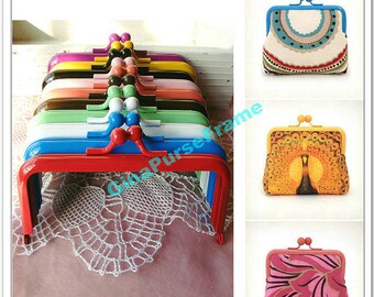 10pieces-10.5cm(4 inch) rainbow colors baking-varnish rectangle metal bag frame purse frame (10colors)