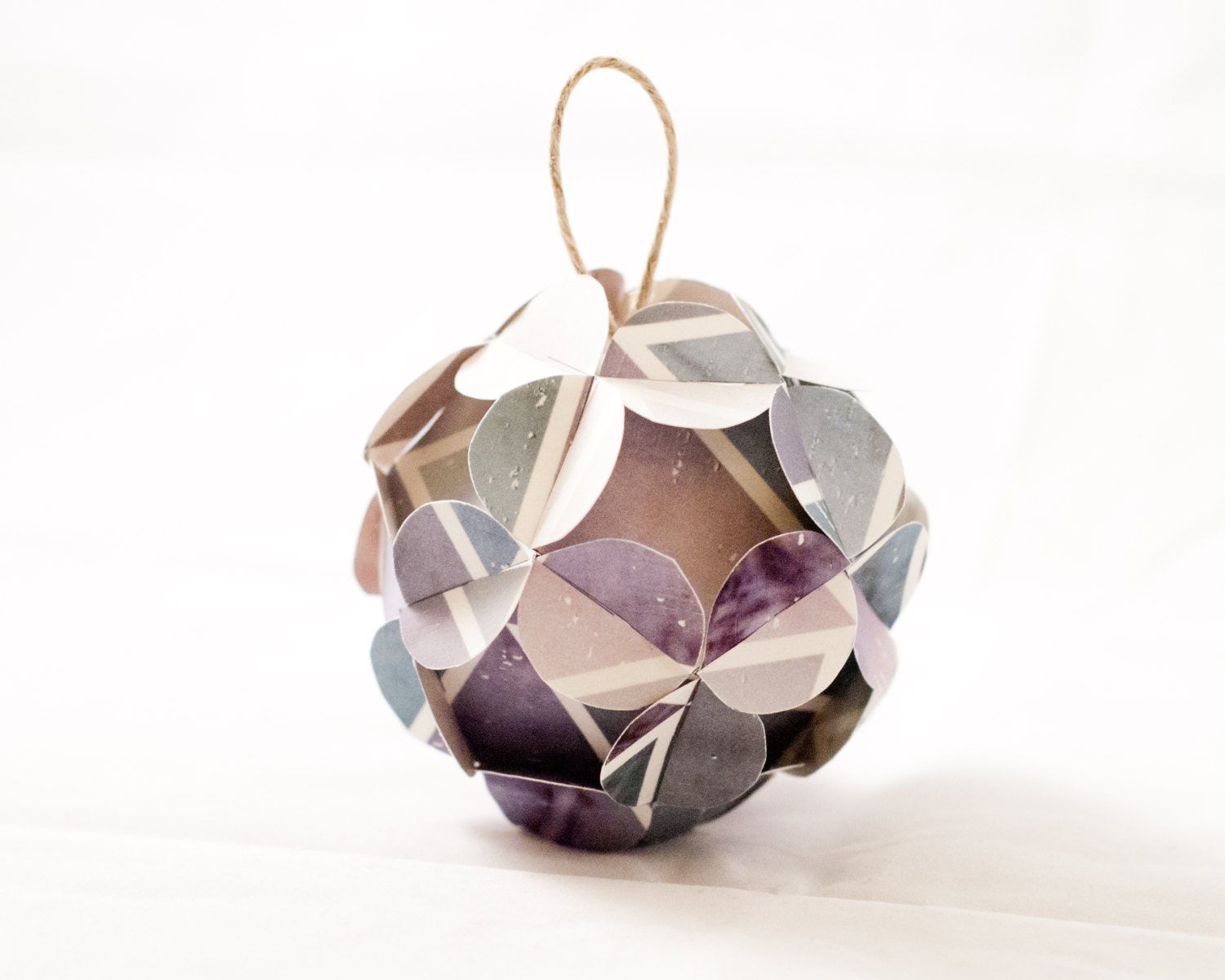 Geometric Pink and Teal Handmade Paper Ornament