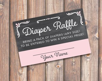 Chalkboard Pink and Gray Baby Shower Diaper Raffle Tickets Baby Girl Shower Twin Girls Baby Shower Diaper Raffle - INSTANT DOWNLOAD