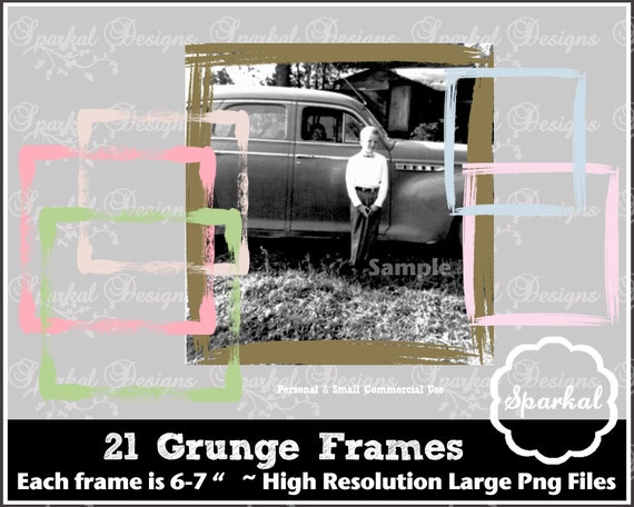 Grunge Frame Clipart, Scrapbooking Frames Grunchy and Shabby Chic Handmade grungy digital frames Instant download. Il_570xn