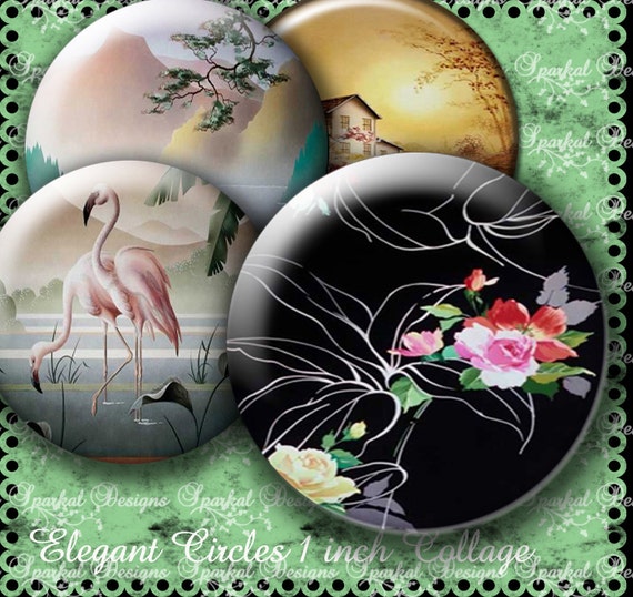 ELEGANT Circle Digital Collage Sheet Circle Images Instant Download Use in Bottle Cap Images these are 1 Inch Round Images Il_570xn