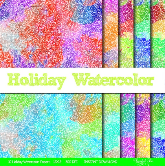 WATERCOLOR Digital Paper, Snow Paper, Watercolor PRINTABLE Paper, Scrapbooking 12X12, Instant Download Il_570xn