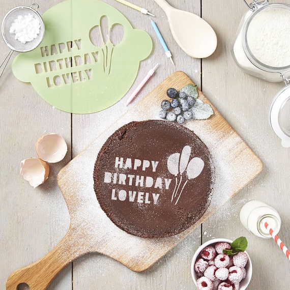 personalised happy birthday cake stencil