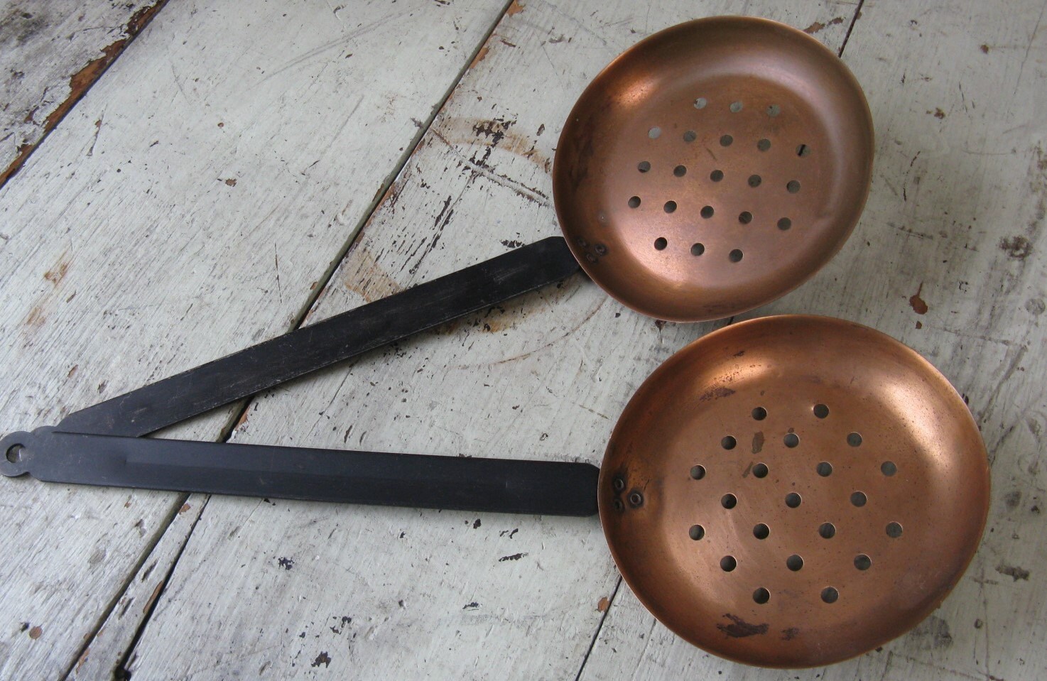 rustic copper ladles strainers set of 2 rustic decor