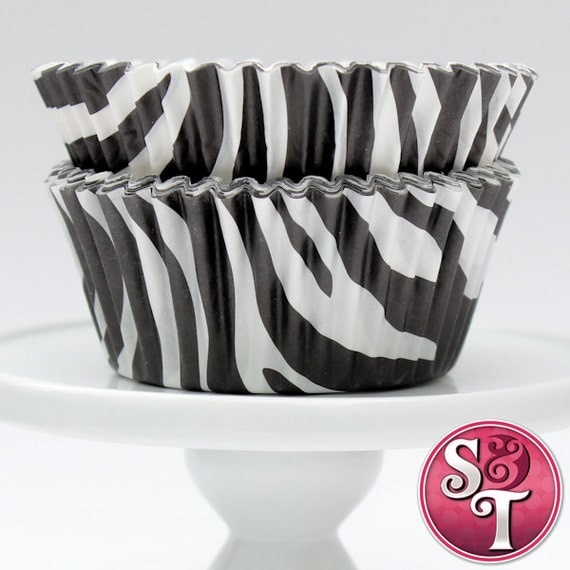 Black GREASEPROOF Zebra Baking Cups Cupcake Liners - Quantity 50 Il_570xn
