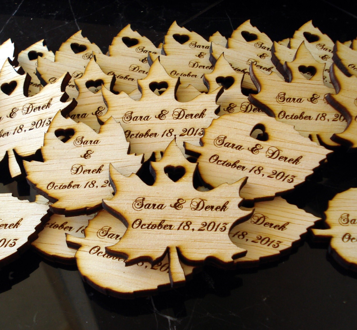 60 Wood Leaf Wedding Favors Personalized Wood by 