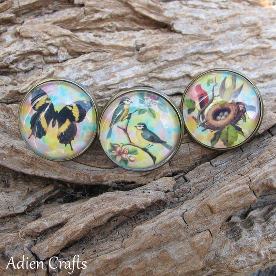 Set of 3 Large Fashion Rings Butterflies and Birds by adiencrafts