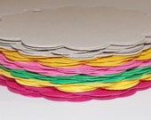 60 Scalloped 3 inch Tags .. READY to SHiP ..6 colors ,,, taupe green rose gold yellow fushia TEN TaGS / COLOR Il_170x135