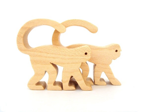 Wood Toy Monkey Miniature Wooden Noah's Ark by OohLookItsARabbit